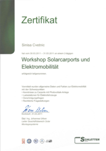 Sini Cvetnic, Workshop Solarcarports und Elektromobilität